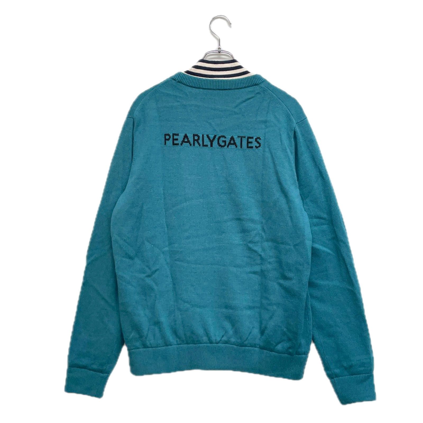 メンズ パーリーゲイツ PEARLY GATES ニットアウター 6 LL 青系 白×紺 星柄 クルーネック 裏地付 ハイネック ボーダー 防風 防寒