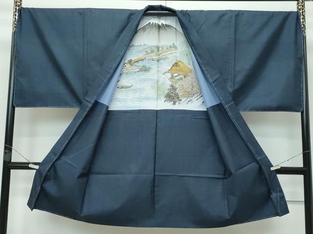 平和屋着物□極上 男性 紬 アンサンブル キングサイズ 褐返色地 逸品