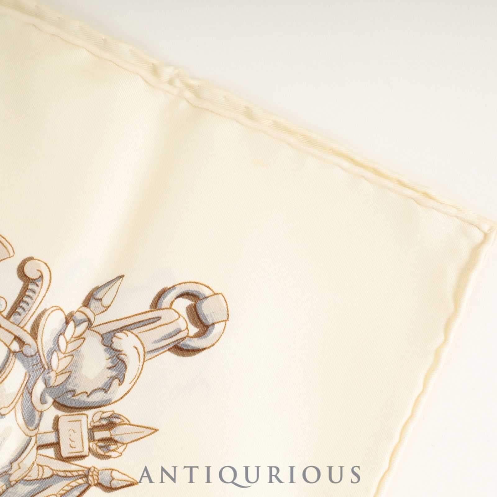 エルメス スカーフ カレ90 MARINE ET CAVALERIE 海と騎兵隊 SILK100