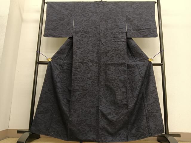 平和屋着物○本場結城玉紬 80亀甲 流水雪輪花文 やまと誂製 結織苑扱い  