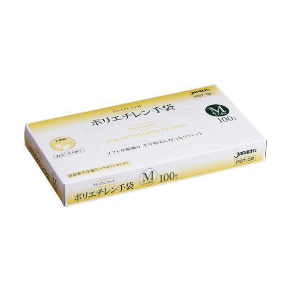 〔まとめ〕 ジャパックス プレミアムフィット PE手袋 クリア M PGT-02 1セット 500枚 100枚×5箱 〔×3セット〕 使い捨て手袋