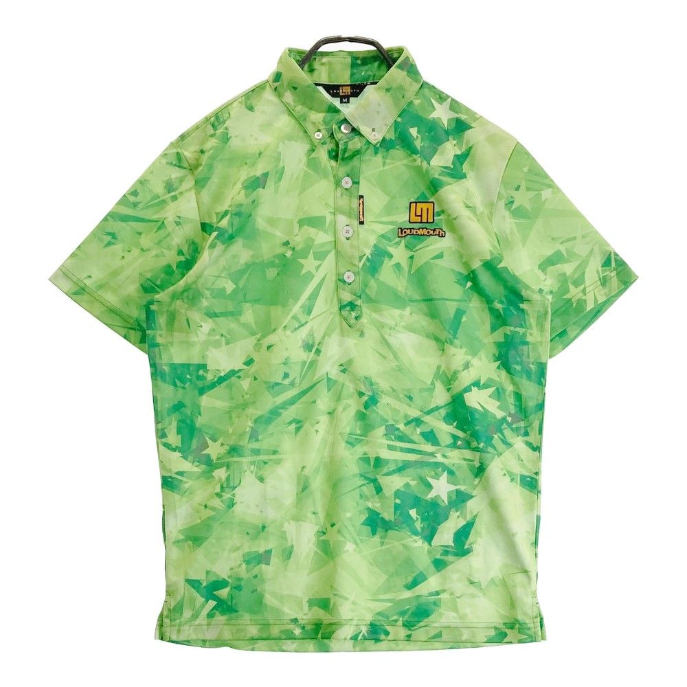サイズ：M LOUD MOUTH ラウドマウス  半袖ポロシャツ ボタンダウン 星 総柄 グリーン系 [240101464459] ゴルフウェア メンズ ストスト
