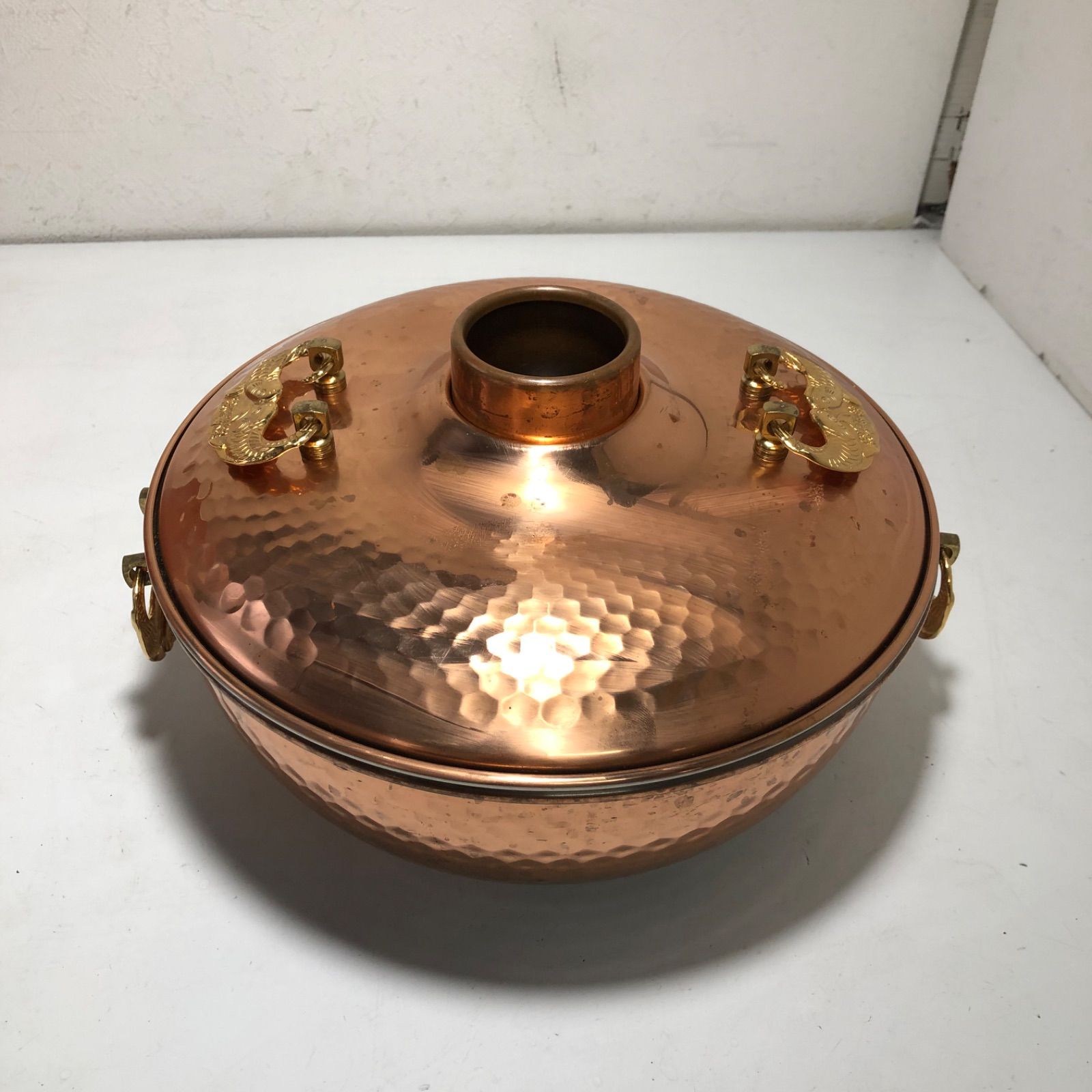 ☆COPPER 100 HOME WARE 銅製 鎚目入り しゃぶしゃぶ鍋 26cm 箱入り S