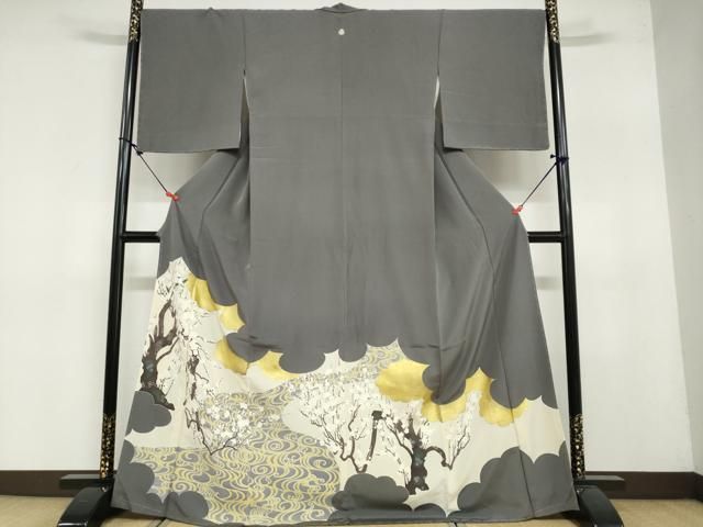 平和屋着物●豪華色留袖 枝梅文 金彩 正絹 DAAY5059ud