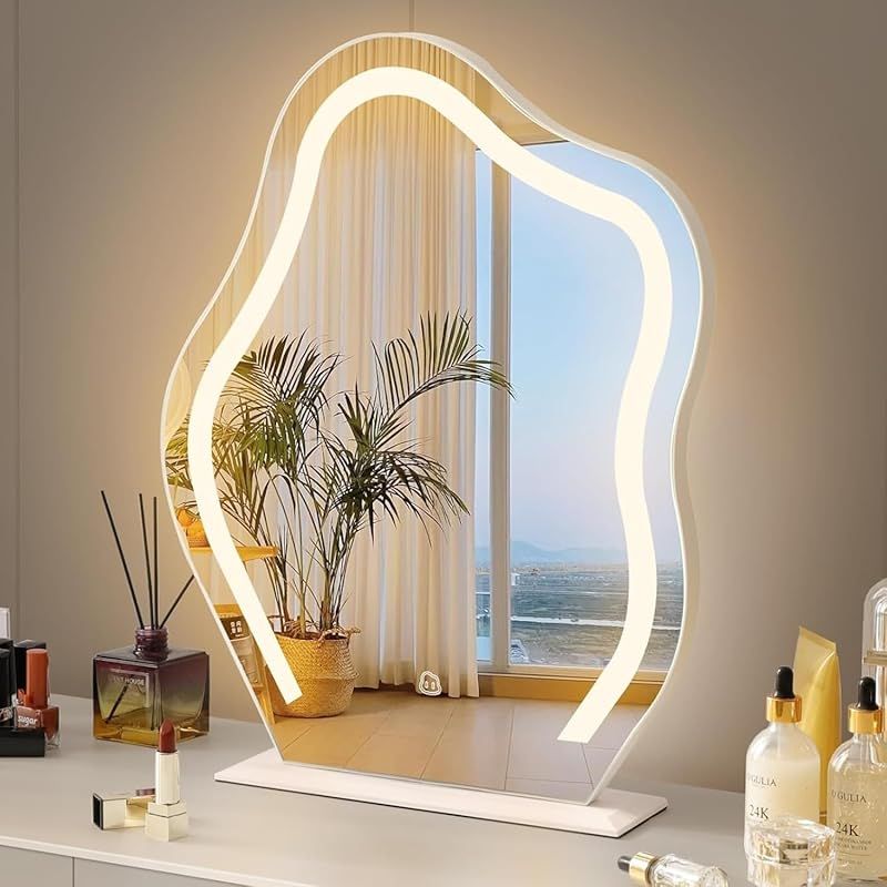 FENCHILIN女優ミラー 卓上鏡 ハリウッドミラー 9個LED電球付き 10倍拡大鏡付き 三色照明モード 明るさ調節可能 360度回転（ : FENCHILIN 女優ミラー ライト付き 鏡 卓上 ハリウッド