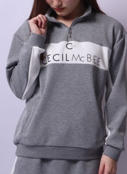 CECIL McBEE green バイ DBハーフジップスウェット ｸﾞﾚｰ Mサイズ