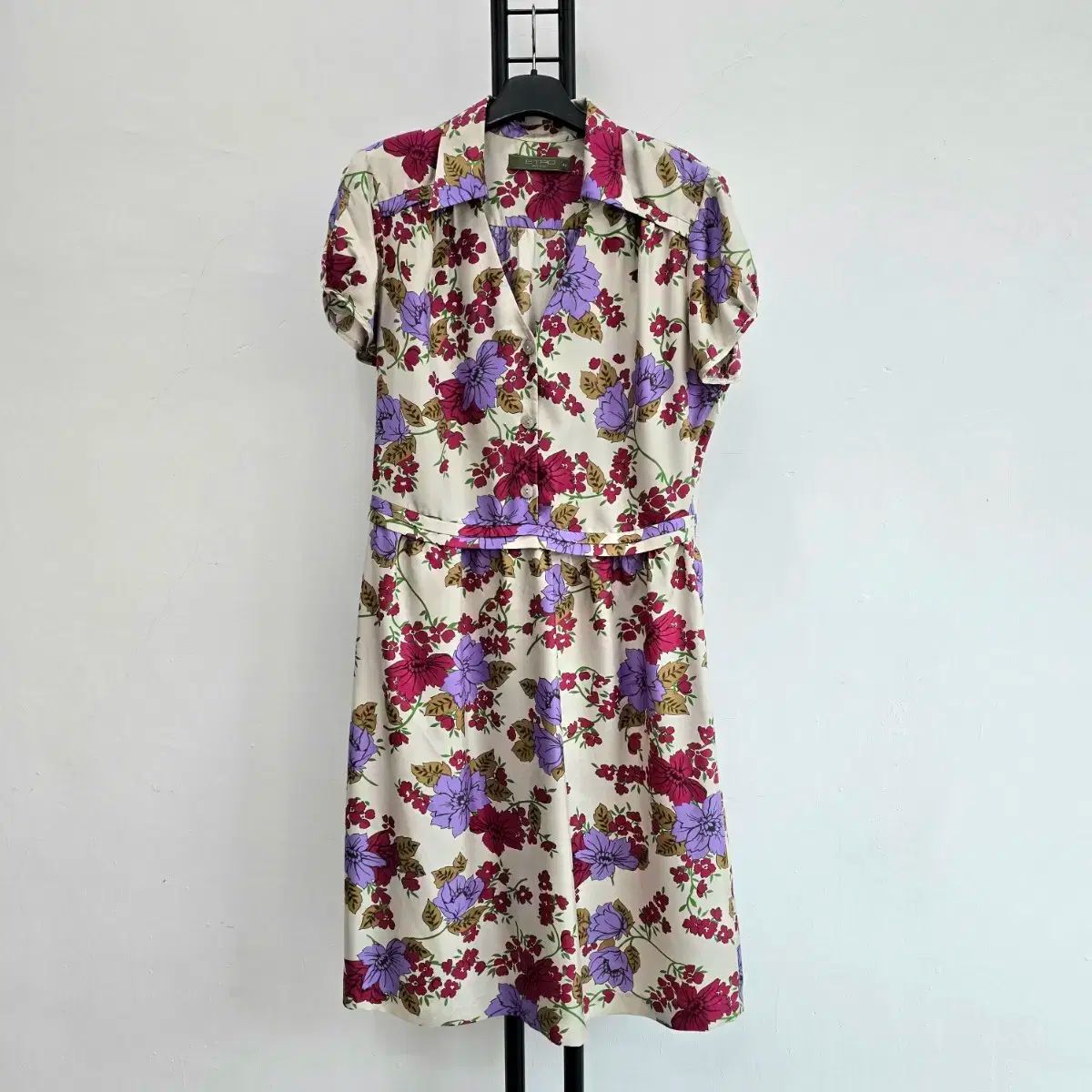 ETRO エトロ　総柄　花柄　フラワー　ボタニカル　とろみ　ワンピース　40 黒 ETRO フラワー モチーフ ワンピース ブラック (ETRO/ワンピース