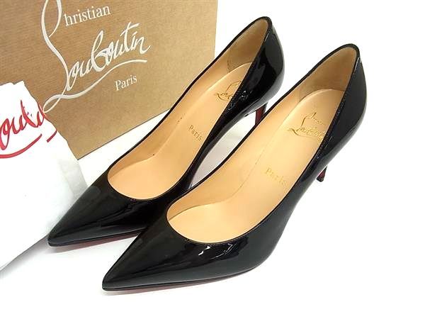 Christian Louboutin ルブタン パテントレザー ヒール パンプス サイズ35 1 2 約22.5cm 靴 シューズ ブラック系 FU0314