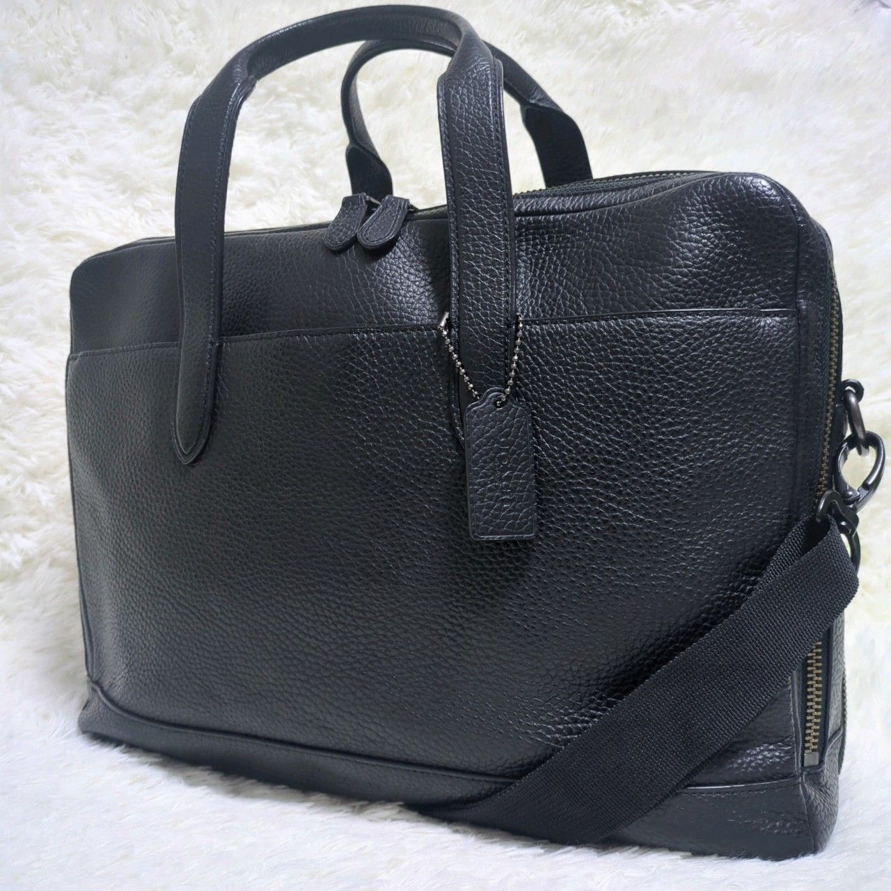 美品 コーチ ブリーフケース 2way 多収納 マチ大 A4 ライトブラウン