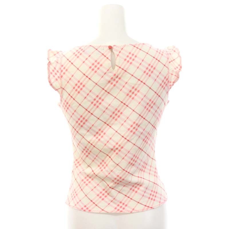 バーバリーブルーレーベル フリルタンクトップ ノバチェック ピンク