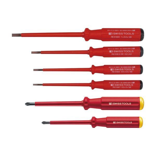 PB SWISS TOOLS ピービースイスツールズ 6本組 スイスグリップクラシックハンドルタイプ 絶縁ドライバーセット マイナス プラス 5542