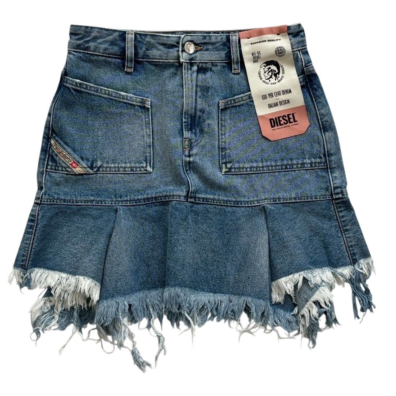 DIESEL ミニスカート デニム DIESEL ディーゼル デニムスカート 青 ミニスカート ボックスプリーツ