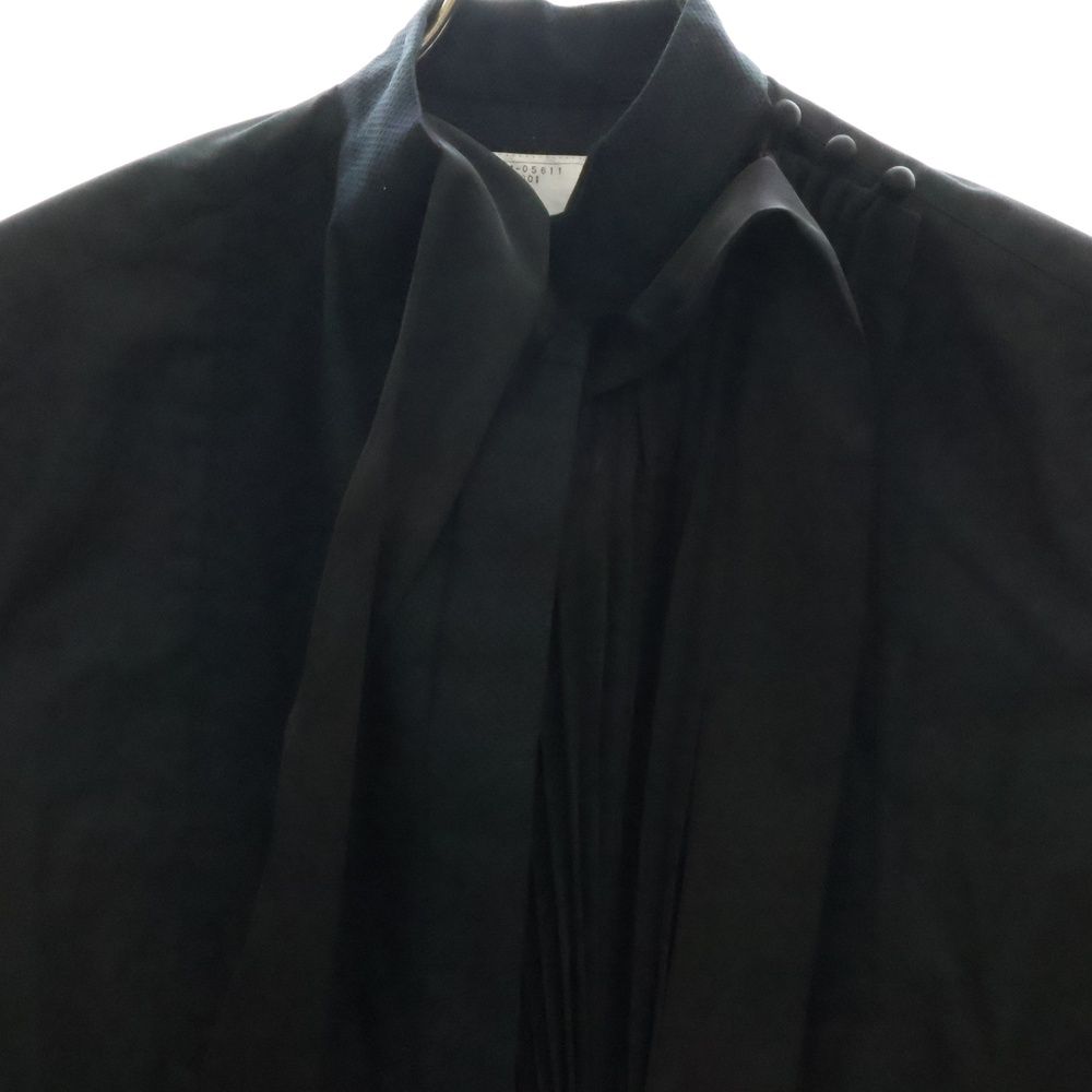 サカイ 21SS COTTON POPLIN SHIRT ロングスリーブ コットン ポプリン シアー プリーツ シャツ ブラウス レディース ブラック 21-05611 Sacai (サカイ) 21SS COTTON POPLIN SHIRT ロングスリーブ