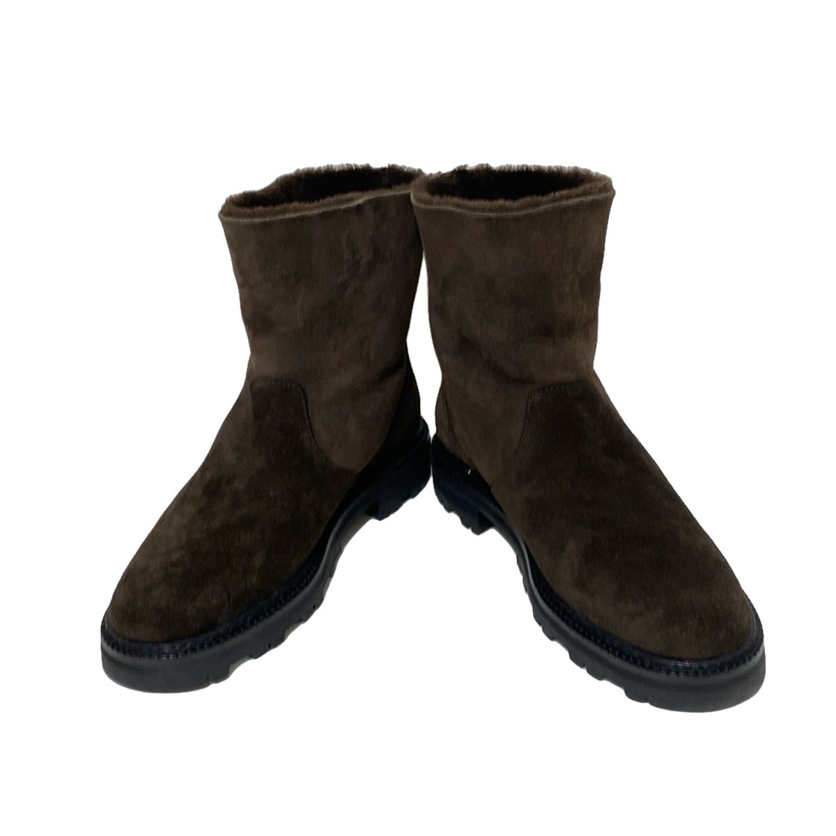 マノロブラニク ショートブーツ 36 レディース Tomosa スエード アンクルブーツ ムートンライニング ダークブラウン ムートン