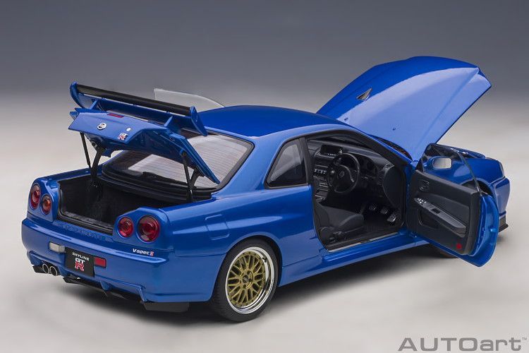 オートアート 1/18 日産 スカイライン GT-R (R34) Vスペック II BBS LM ホイール・バージョン ベイサイドブルー AUTOart  1:18 Nissan - メルカリ