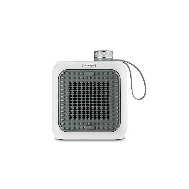 De Longhi デロンギ ファンヒーター カプスーラデスク HFX12D03-GR セラミックヒーター 足もと 手さき イタリアンデザイン 静音 コンパクト 独自グリッド設計 取り外し フィルター セージグリーン デロンギファミリー登録 1