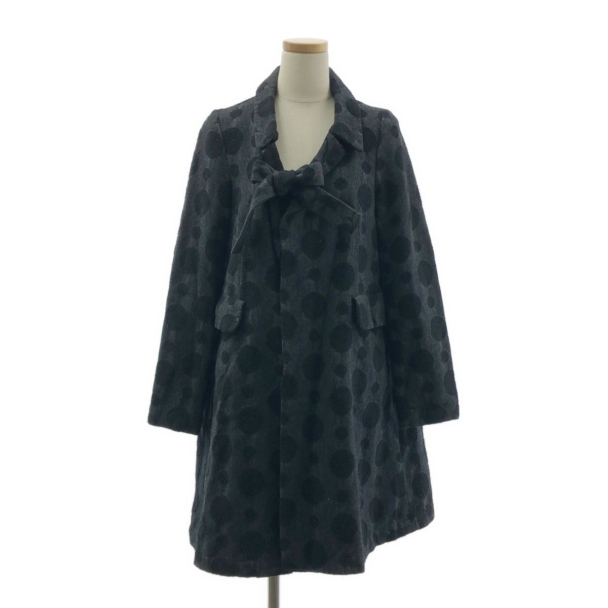 BLACK COMME des GARCONS | ブラックコムデギャルソン | 2013AW | ポルカドット ロング コート ジャケット | XXS | ブラック | レディース