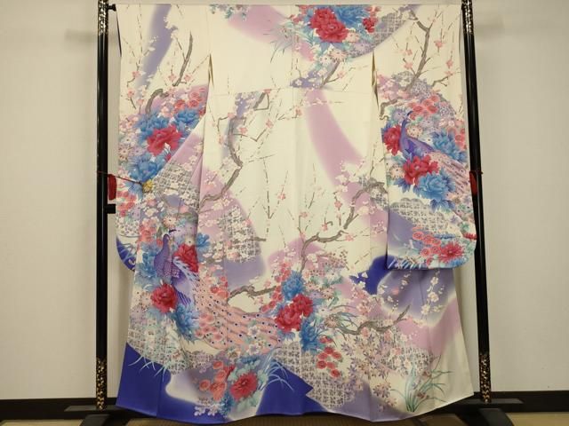 平和屋着物□豪華振袖 孔雀花文 暈し染め 正絹 逸品 AAAZ5300sx