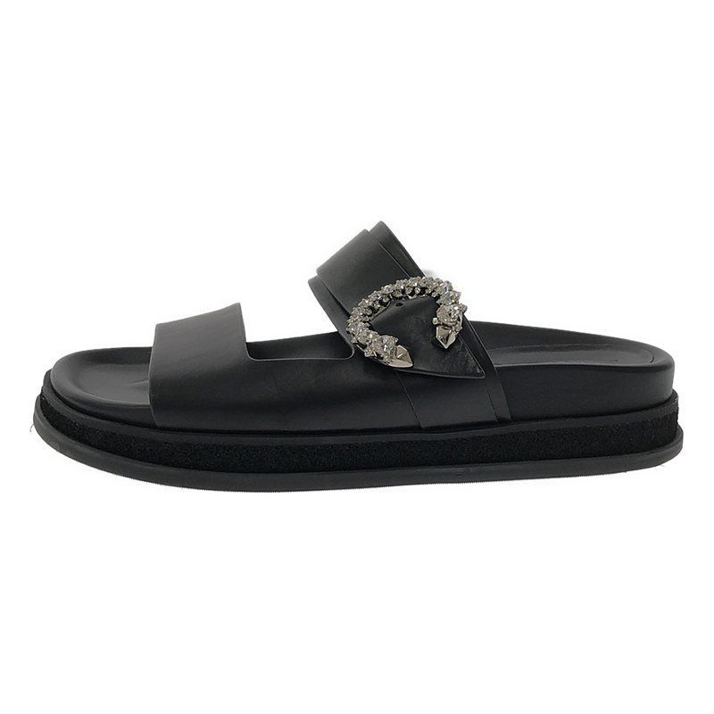 JIMMY CHOO / ジミーチュウ | MARGA FLAT レザー クリスタルバックル  