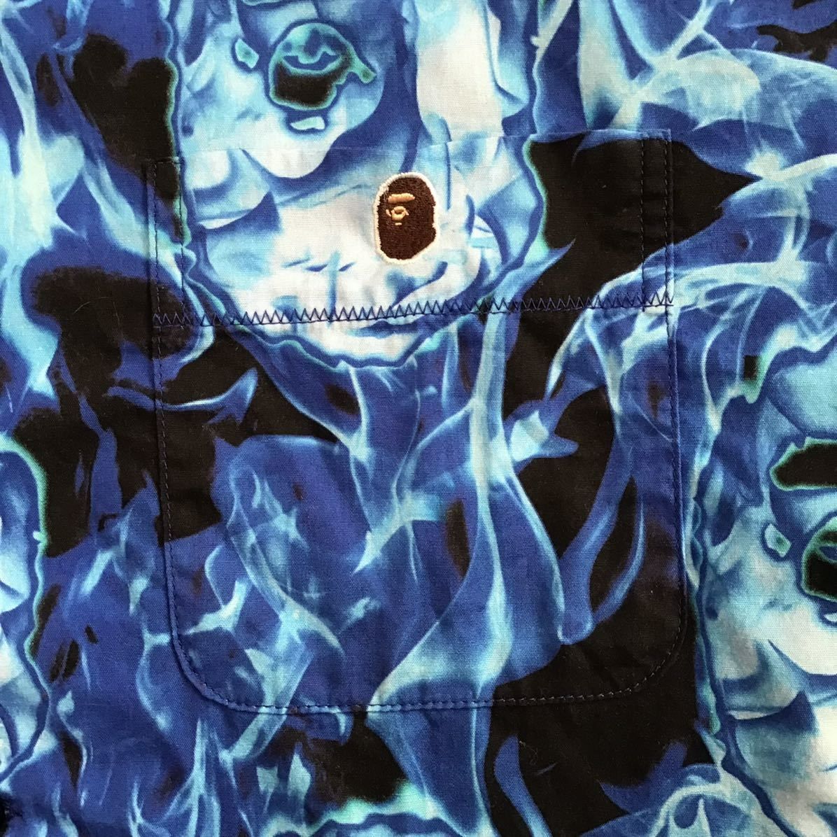 BAPE FLAME 半袖シャツ Mサイズ a bathing ape FIRE shirt エイプ