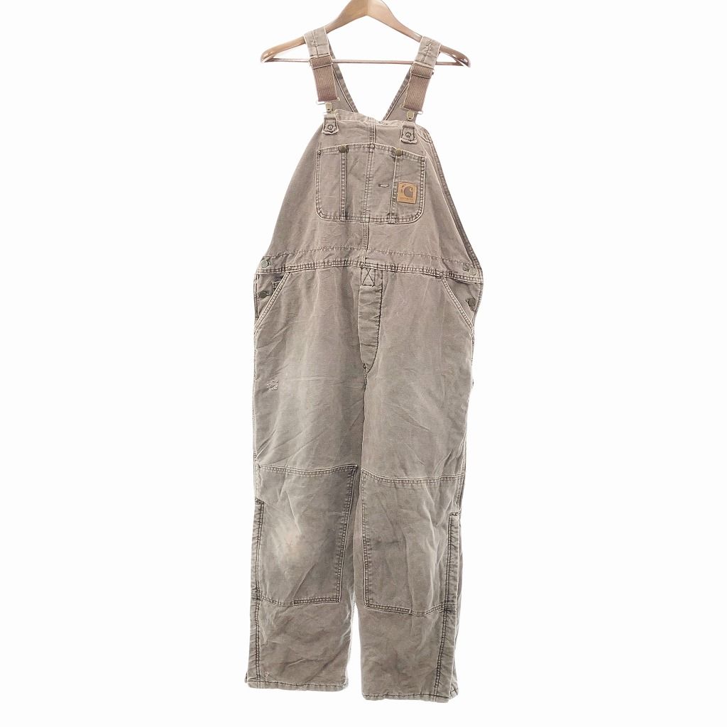 激レア！！【Carhartt カーハート】オーバーオール グレー ダブルニー Carhartt 古着 カーハート オーバーオール ダック ワーク
