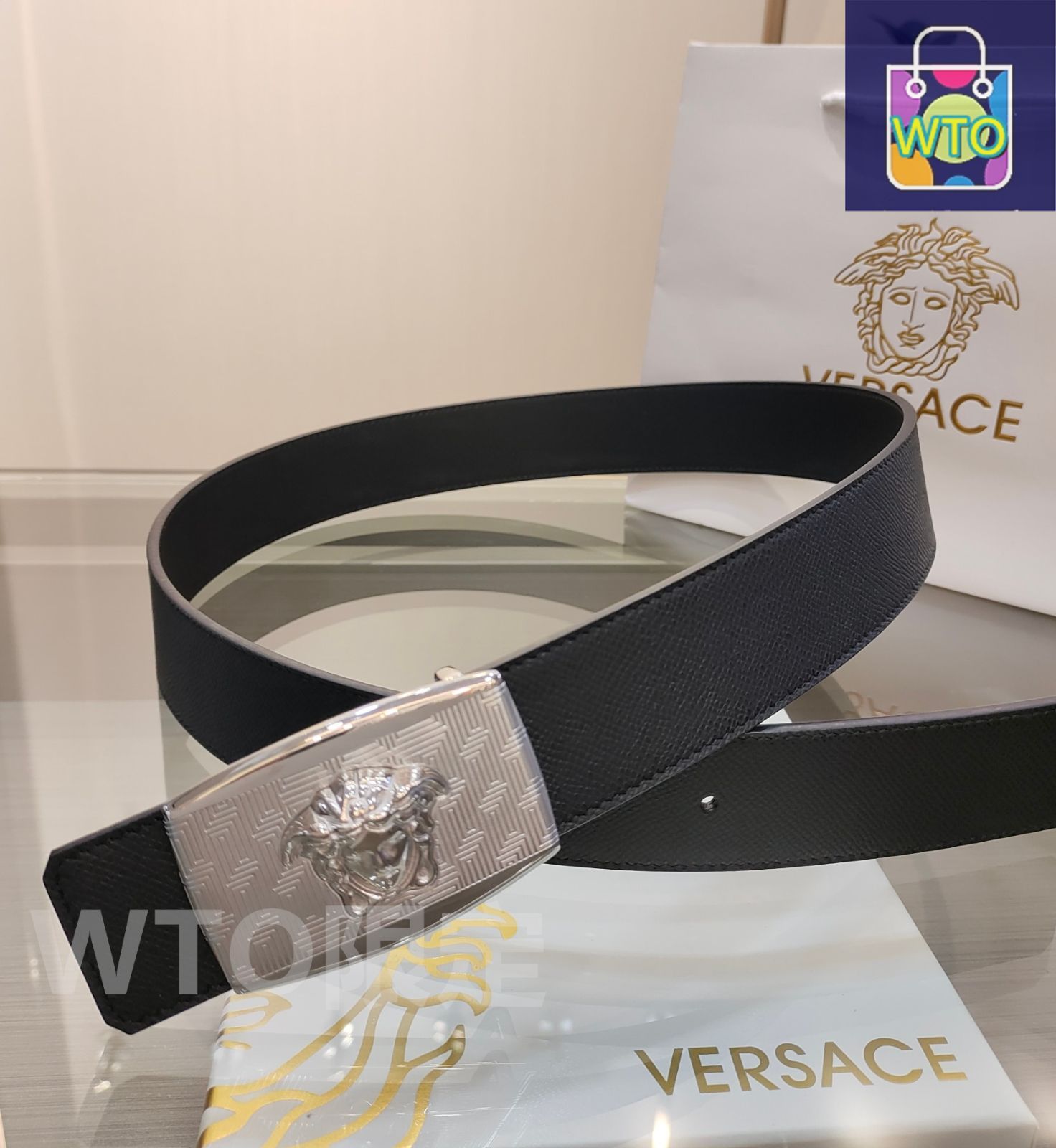 今日WTO】Versace ヴェルサーチ レザーベルト-1-KP34 - メルカリ