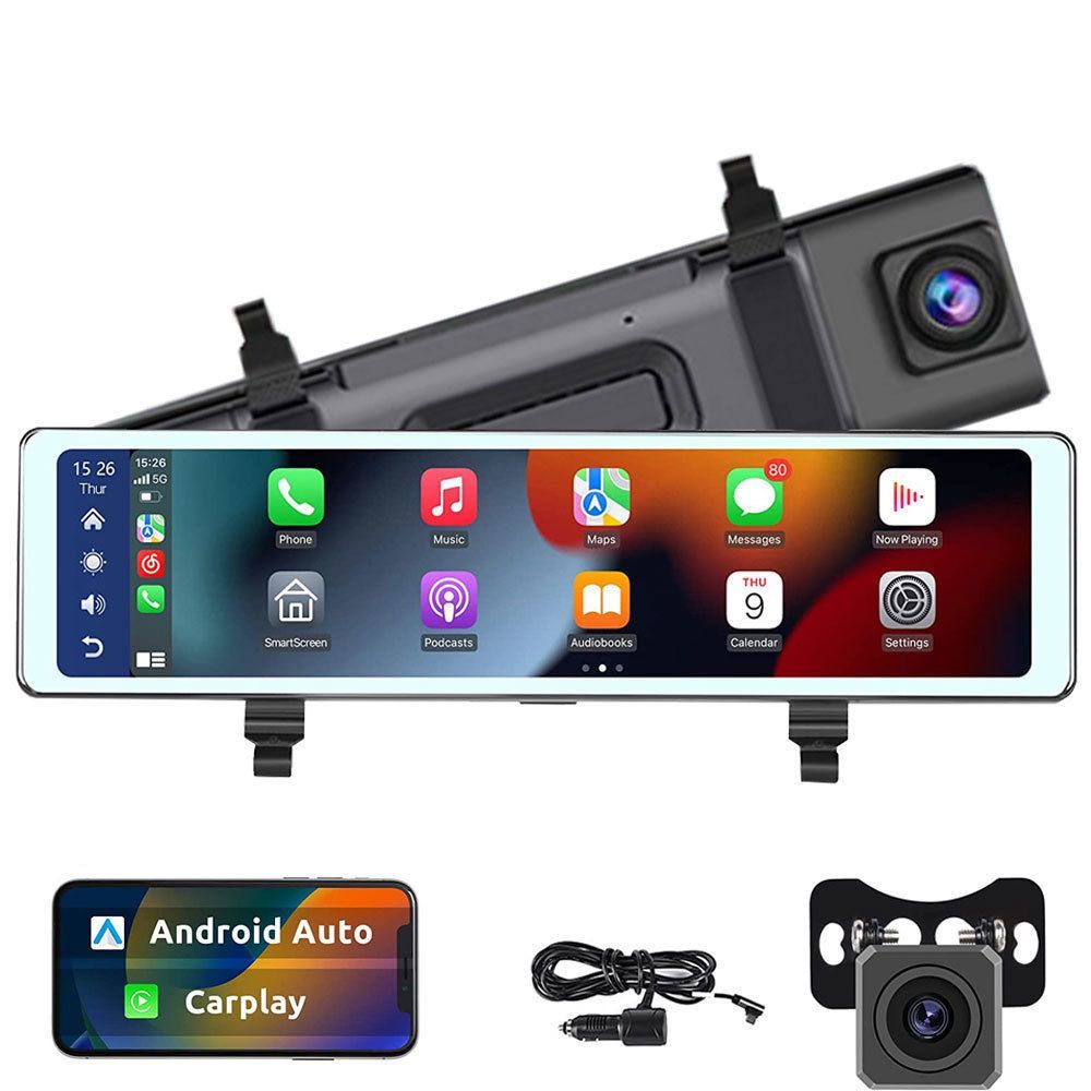 ワイヤレスCarplay|AndroidAuto対応１1インチIPS液晶画面 ミラー型ドライブレコーダー ポータブルナビカーナビ機能 2カメラ録画 音楽対応