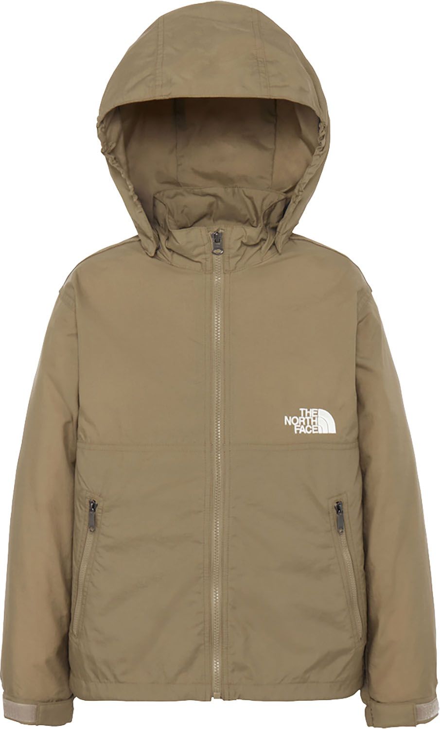 ザ ノース フェイス THE NORTH FACE アウトドア コンパクトジャケット 子ども服 ウィンドブレーカー アウター 上着 軽い はっ水 シンプル フード 取り外し 普段使い 外遊び キャンプ 記名ラベル NPJ22510 CK クラシックカーキ