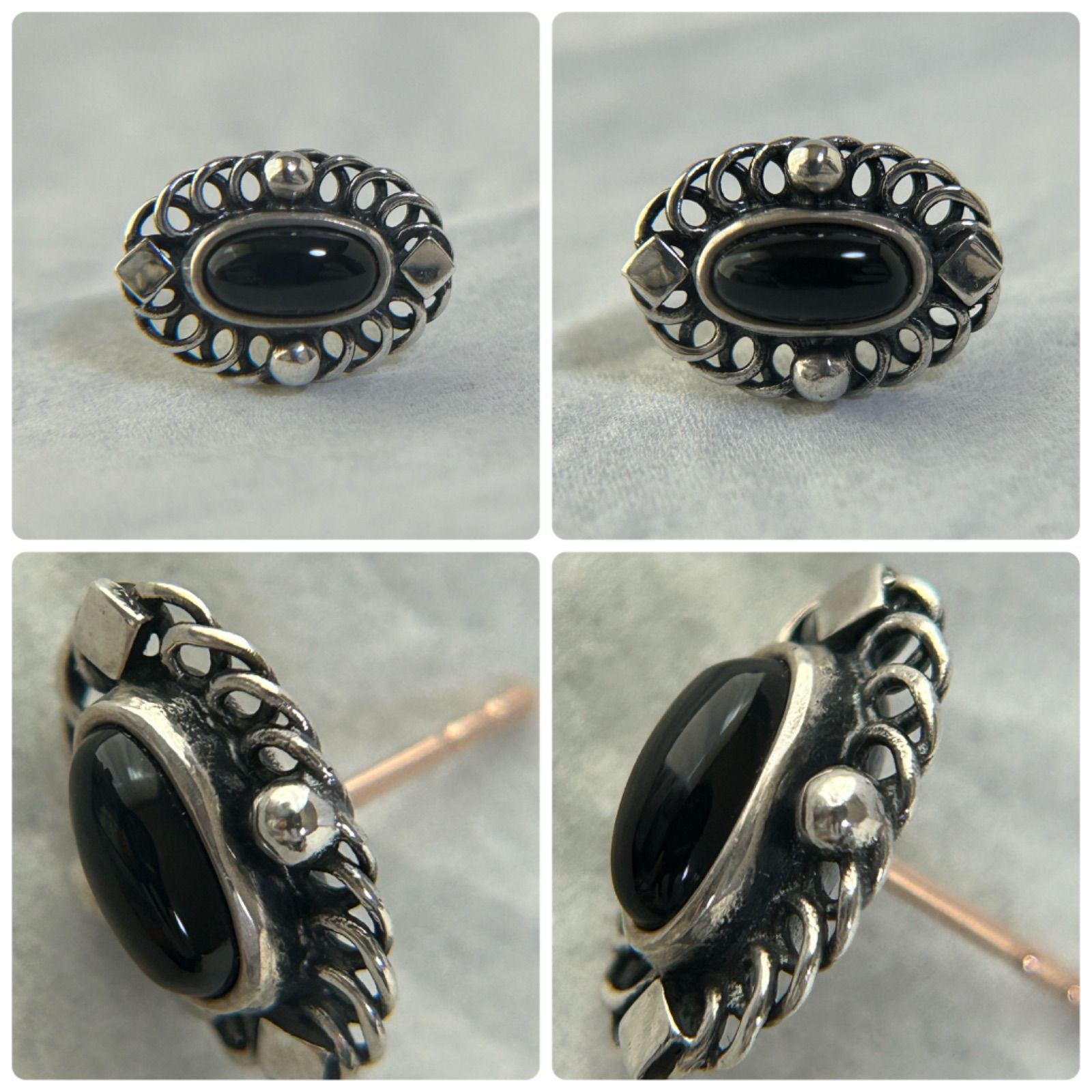ジョージジェンセン 希少 ピアス 2004 オニキス AG925 Georg Jensen 