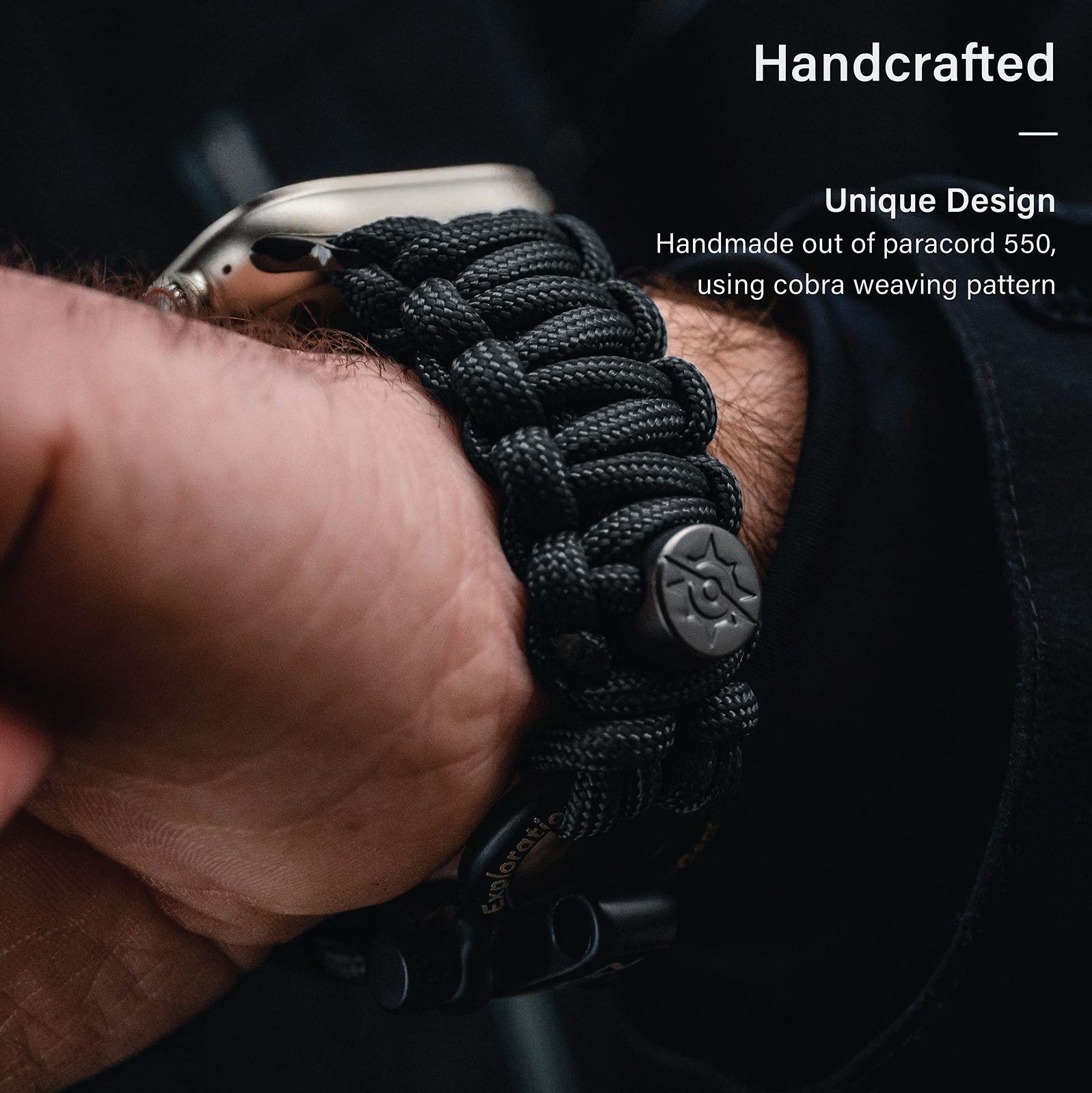 KORDIZ Survivor パラコードApple Watchバンド Apple Watch Series 8/7/6/5/4/3/2/1/SEu0026Ultra対応 - 42mm 44mm 45mm 49mm [ブラック] [M for 42/44/45mm] Survivor Apple KORDIZ 49mm パラ :