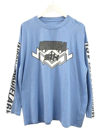エムエムシックス メゾンマルジェラ MM6 Maison Margiela ロゴプリント クルーネック 長袖 Tシャツ S ブルー ロングスリーブ カットソー トップス AA