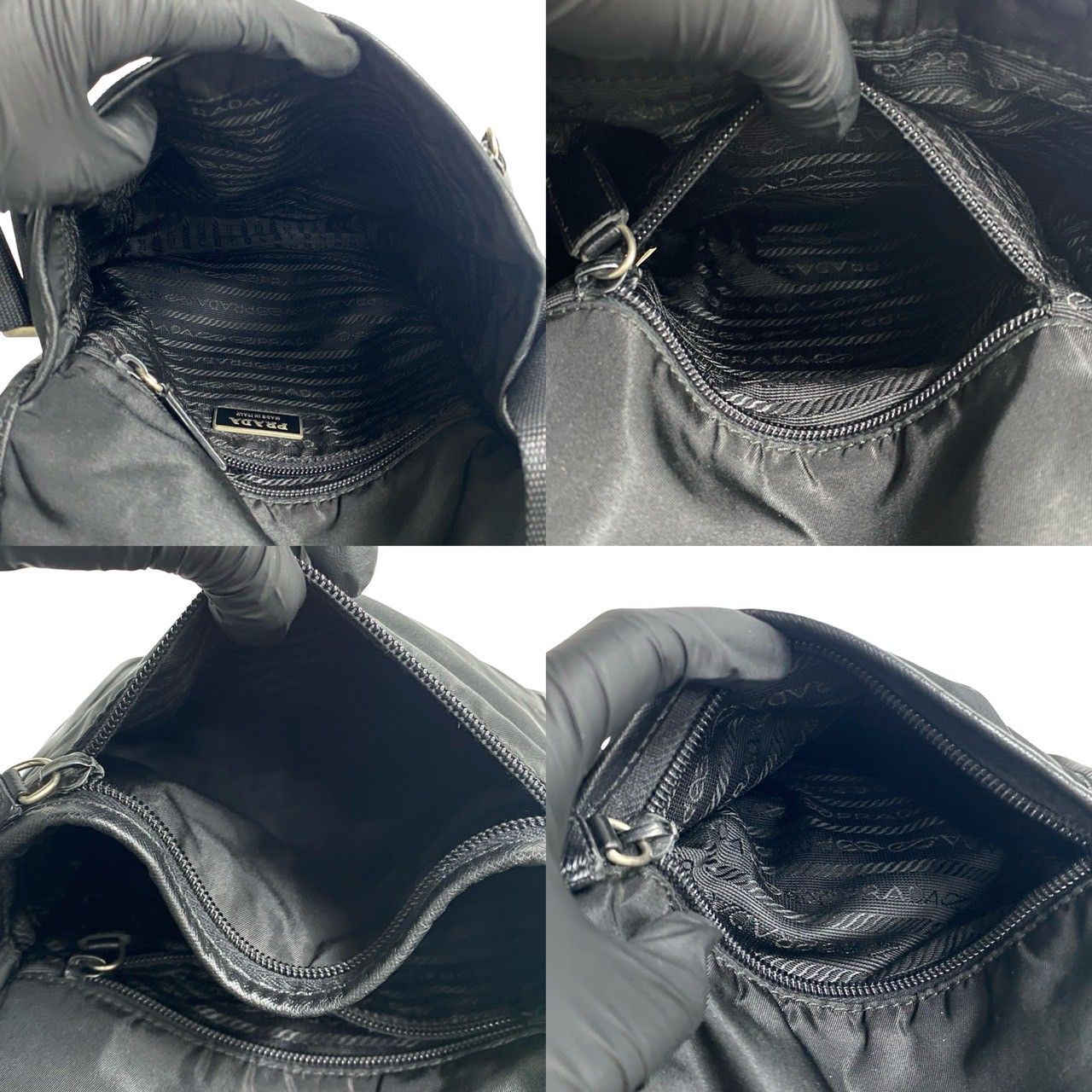 極美品✨プラダ ハンドバッグ ナイロン サフィアーノ ゴールド金具 ブラック ✨美品・ギャランティ付✨プラダ ハンドバッグ 三角ロゴ