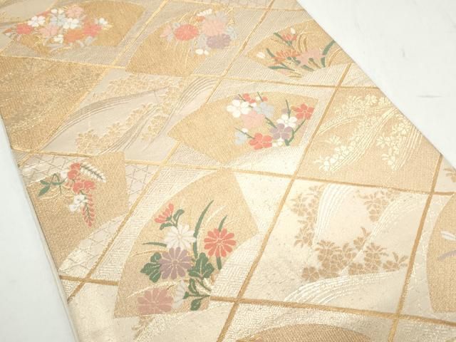 平和屋着物◎六通柄袋帯 地紙花文 金糸 正絹 逸品 CAAY7289th - メルカリ