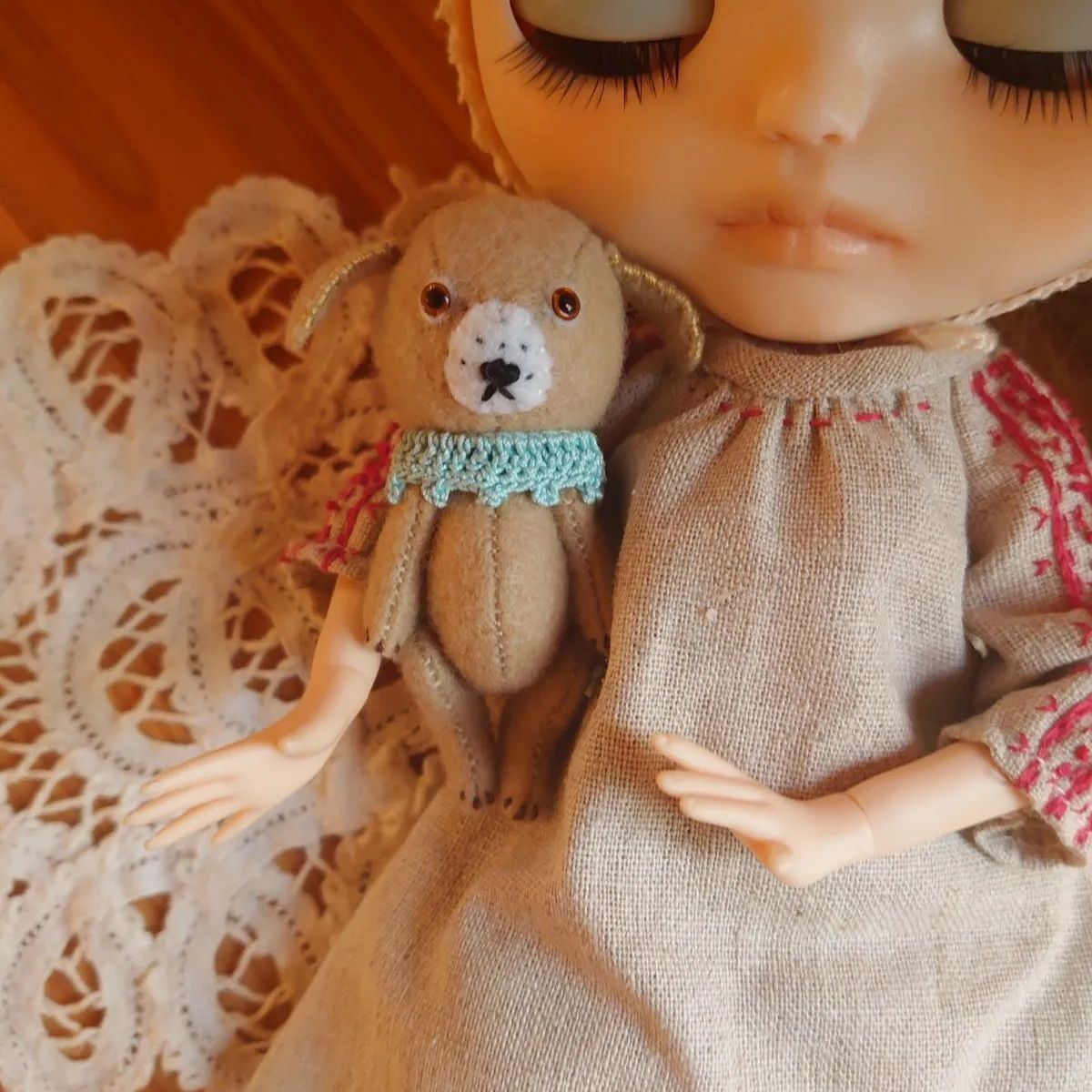 ハンドメイド☆ミニチュアベア☆ベージュの犬さん♪♪ - メルカリ 