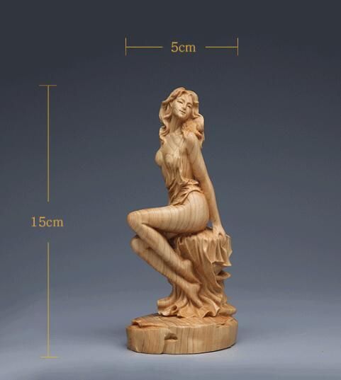 古い木彫りの女像　アート作品　彫刻　一刀彫　オブジェ　裸婦　アンティーク　古道具 新入荷 美女 女神 ヌード 美少女 裸婦像 女性像 彫刻工芸品 手作り