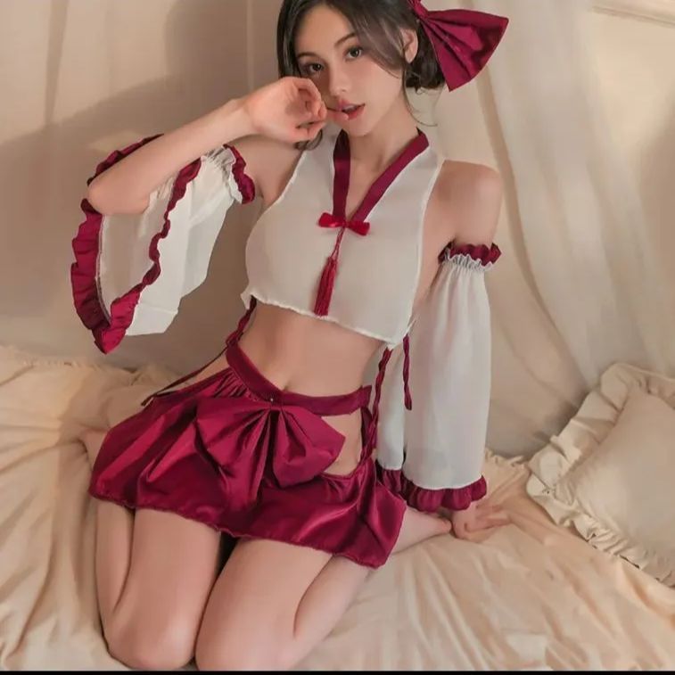 新品☆髪飾り付❗❗】超誘惑セクシー♥️巫女様コスプレ 撮影会