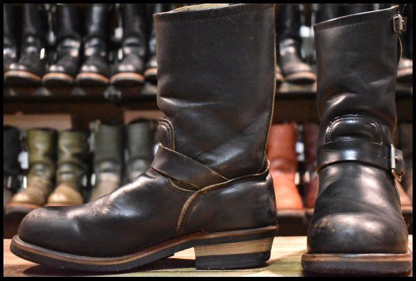 【8D 中古 PT91プリント 96年】レッドウィング 2268 エンジニア ブラッククローム スチールトゥ プルオン ブーツ redwing HOPESMORE【EL554】