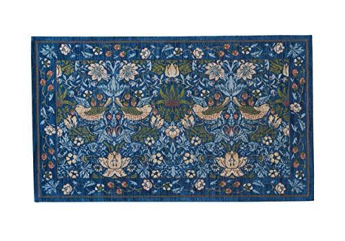 【特価セール】モリス デザインスタジオ 川島織物セルコン Morris Design Studio モリスデザインスタジオ 玄関マット ラグいちご泥棒 ブルー 45×75cm FH1709