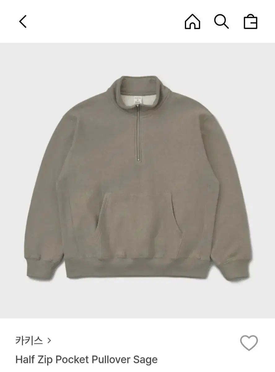カーキ ハーフ ジップ ポケット プルオーバー セージ