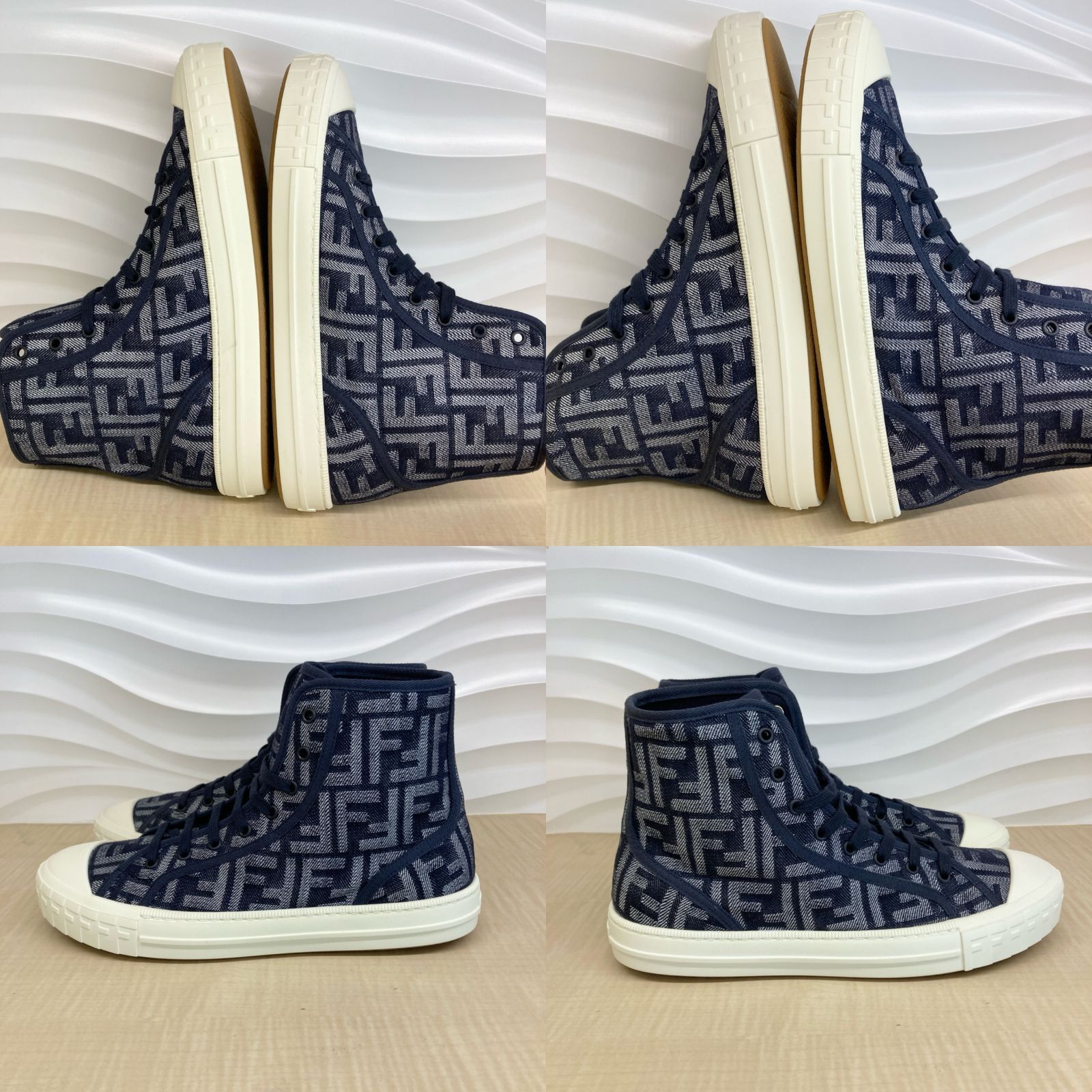 新品未使用！送料込み★FENDI★ドミノ スニーカー ◇未使用品◇ FENDI フェンディ スニーカー ドミノ ブルーデニム ハイ