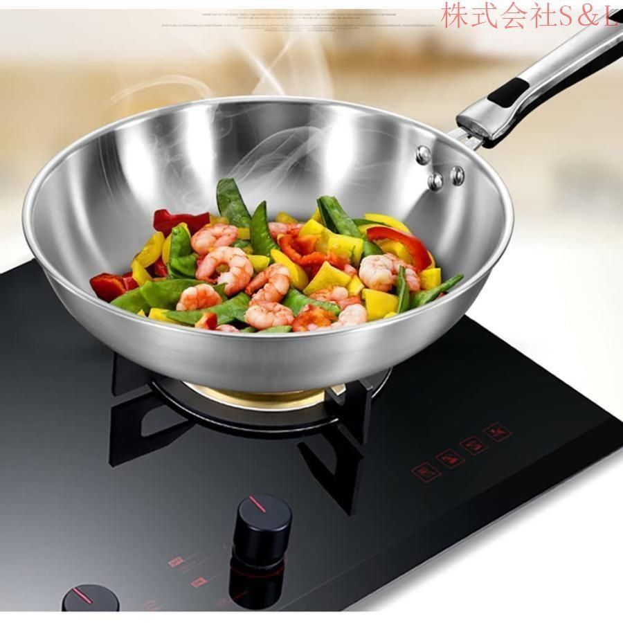 中華鍋フライパン304ステンレス鋼ヒュームフリー焦げ付き防止パンS＆L野菜炒めチャーハンコーティングなし中華料理調理器具ガス対応家庭用 WWW_OLIVIERBERNSTEIN_COM