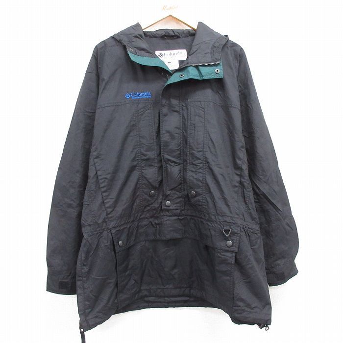 XL/古着 コロンビア 長袖 ナイロン ハーフジップ ジャケット パーカー メンズ 00s ワンポイントロゴ リップストップ 大きいサイズ ロング丈