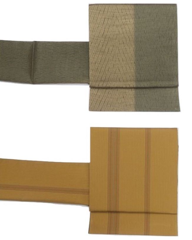 袋帯 袋帯 リバーシブル袋帯 正絹 全通柄 袋帯 縞絞り 黄八縞 カジュアル 両面柄 洒落帯