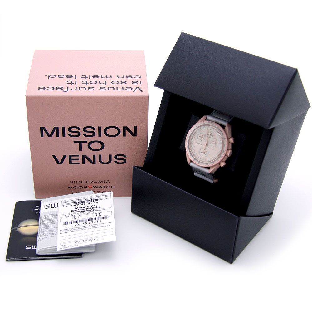 SWATCH スウォッチ ×OMEGA MISSION TO VENUS×オメガ ミッショントゥヴィーナス クロノグラフ クォーツ ウォッチ 時計 ピンク/ホワイト SO33P100