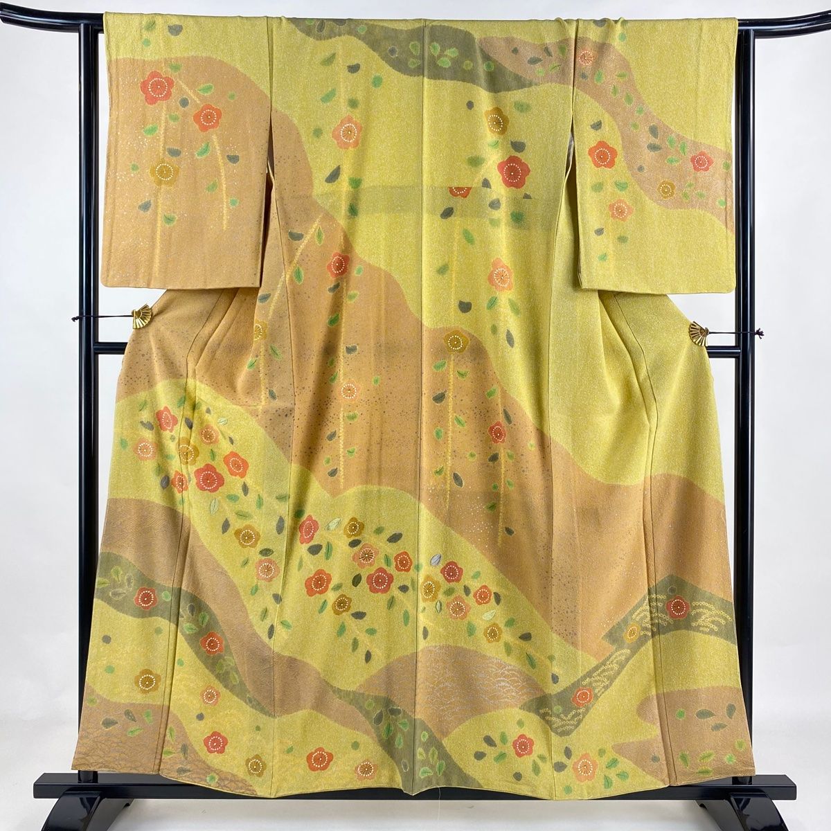 極美品　訪問着　着物　身丈155cm 裄丈63cm 茶、オレンジ色 極美品 訪問着 着物 身丈155cm 裄丈63cm 茶、オレンジ色