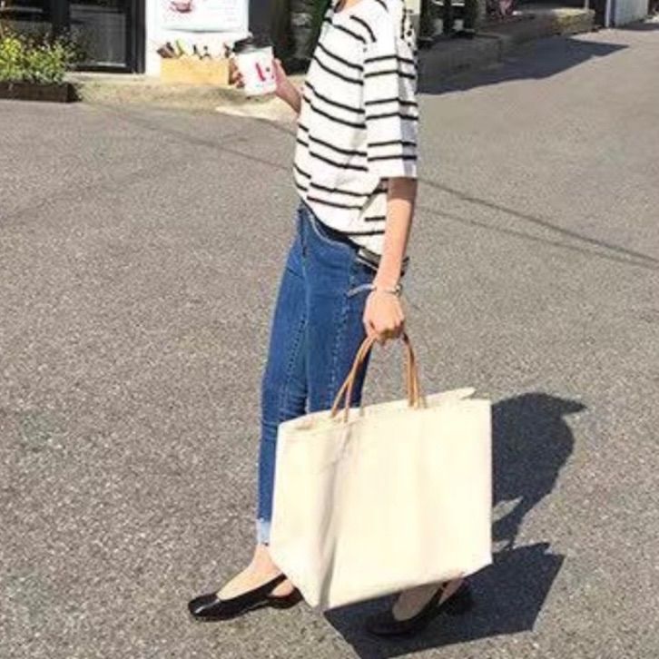 シンプル 無地 キャンバス トートバッグ 人気 定番 大きめ ベジバッグ 