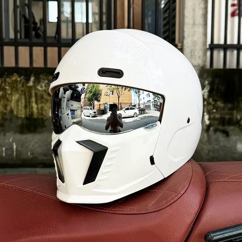 ORZ 多機能ヘルメット レトロオートバイ ヘルメット軽量 フルフェイス