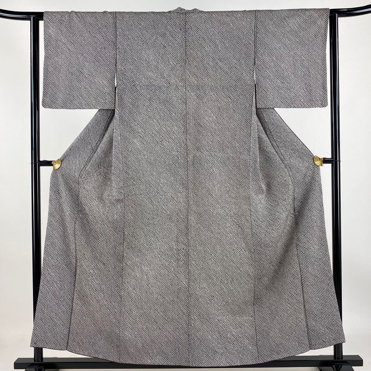 小紋 身丈156cm 裄丈62cm S 袷 総絞り 黒 正絹 名品