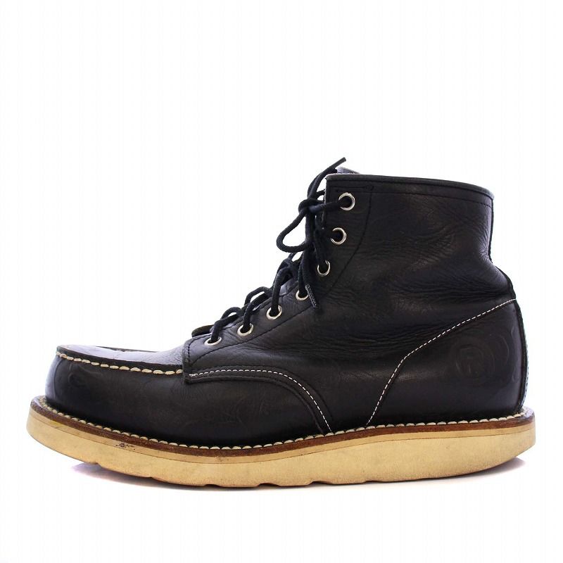 【中古】アベイシングエイプ Foot the coacher サルカモ ショートブーツ レースアップ レザー 7 ブラック アベイシングエイプ A BATHING APE Foot the coacher サルカモ