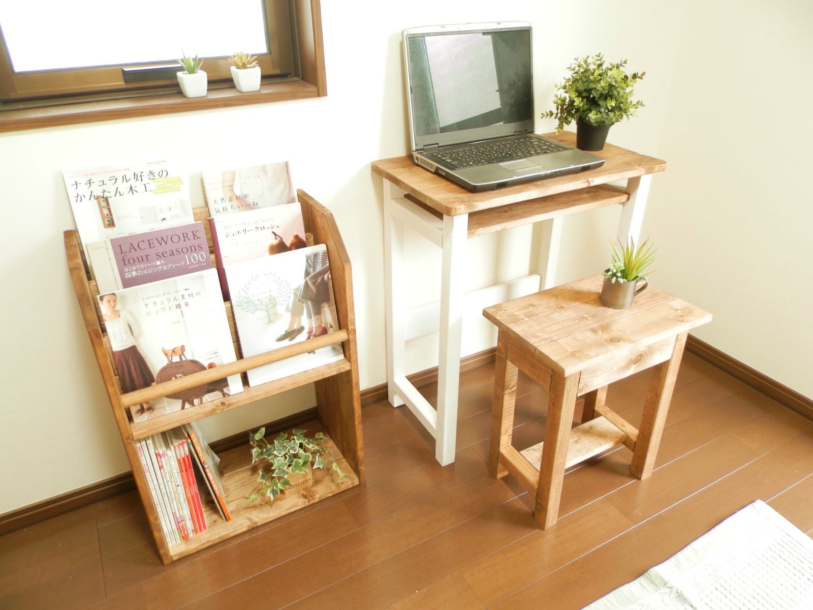 パソコンラック チーク＆ホワイト